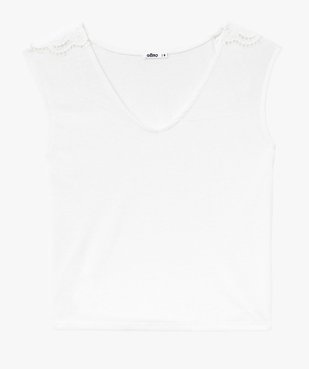 Tee-shirt sans manches col V en maille avec dentelle aux épaules femme vue4 - GEMO(FEMME PAP) - GEMO