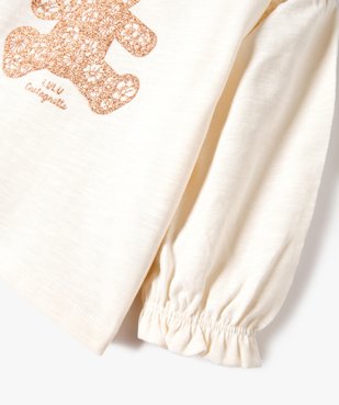 Tee-shirt bébé fille à manches longues fantaisie et broderie - LuluCastagnette vue3 - LULUCASTAGNETTE - GEMO