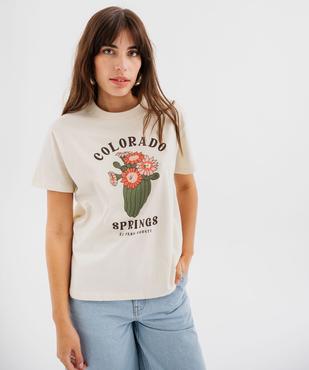 Tee-shirt manches courtes avec motif désert femme vue2 - GEMO 4G FEMME - GEMO