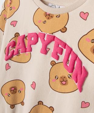Sweat à motifs capybaras fille - Capyfun vue2 - CAPYFUN - GEMO