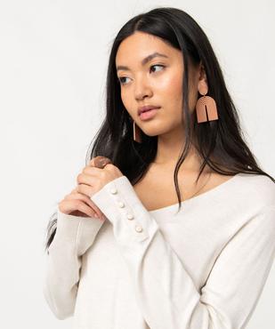 Pull en maille fine à col V et boutons fantaisie femme vue2 - GEMO 4G FEMME - GEMO