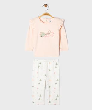 Pyjama 2 pièces en velours motifs oiseaux bébé fille vue1 - GEMO 4G BEBE - GEMO
