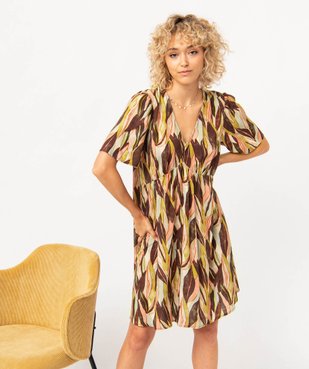 Robe imprimée à manches courtes femme vue1 - GEMO(FEMME PAP) - GEMO
