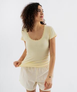 Haut de pyjama en maille côtelée femme vue1 - GEMO 4G FEMME - GEMO