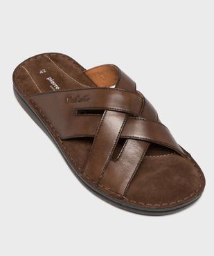 Mules en cuir confortables à brides croisées homme - Pierre Cardin vue6 - PIERRE CARDIN DIFFUSION - GEMO