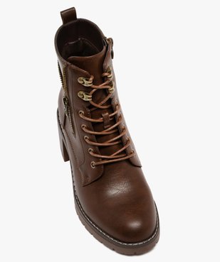 Boots femme à talon large et semelle crantée avec zip fantaisie vue6 - GEMO 4G FEMME - GEMO