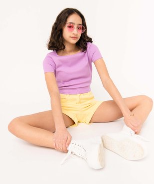 Short fille en toile denim avec revers vue5 - GEMO 4G FILLE - GEMO