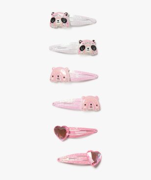 Pinces clic-clac pour les cheveux fille avec paillettes (lot de 6) vue1 - GEMO (ACCESS) - GEMO