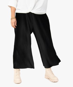 Pantalon femme en maille plissée coupe large vue2 - GEMO (G TAILLE) - GEMO