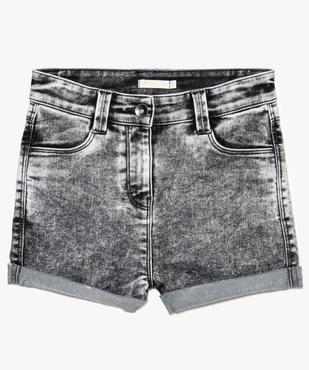 Short fille en jean délavé à taille haute et revers cousus vue2 - GEMO (JUNIOR) - GEMO