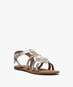 Sandales fille ornées de perles fermeture bride à boucle vue2 - GEMO (ENFANT) - GEMO