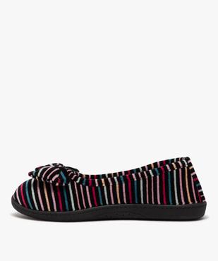 Chaussons femme ballerines en velours avec rayures colorées - Isotoner vue3 - ISOTONER - GEMO