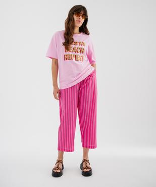 Pantalon en toile fine rayée femme vue6 - GEMO(FEMME PAP) - GEMO