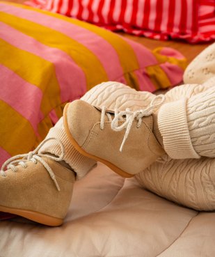 Chaussures premiers pas en cuir suédé à lacets bébé - Na ! vue1 - NA! - GEMO