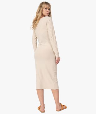 Robe de grossesse longue en maille côtelée vue3 - GEMO (MATER) - GEMO