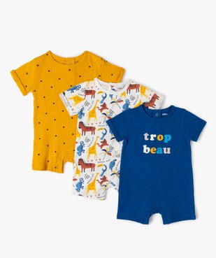 Combishort bébé garçon à manches courtes en jersey de coton (lot de 3) vue1 - GEMO(BB COUCHE) - GEMO