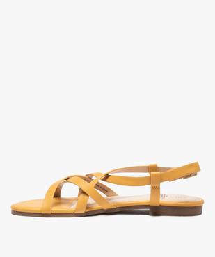 Sandales femme unies à talon plat et fines brides croisées vue3 - GEMO (CASUAL) - GEMO