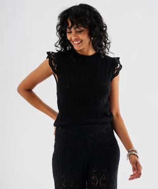 Pull sans manches ajouré façon crochet femme vue1 - GEMO 4G FEMME - GEMO