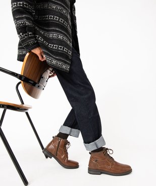 Boots homme unies à lacets et à zip style casual vue1 - GEMO (CASUAL) - GEMO