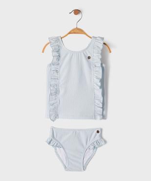 Maillot de bain 2 pièces à rayures et volants bébé fille - LuluCastagnette vue1 - LULUCASTAGNETTE - GEMO