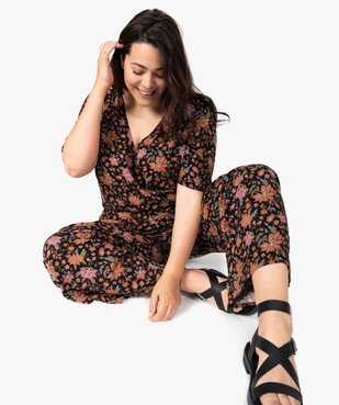 Combinaison pantalon femme grande taille à motifs fleuris et haut cache-cœur  vue5 - GEMO (G TAILLE) - GEMO