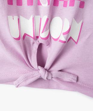 Tee-shirt fille à manches courtes, base nouée et imprimé vue2 - GEMO (ENFANT) - GEMO