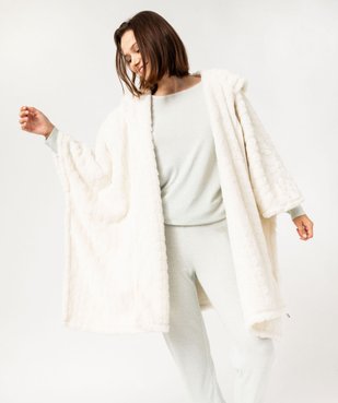 Veste d'intérieur zippée à capuche en maille peluche femme vue1 - GEMO(HOMWR FEM) - GEMO