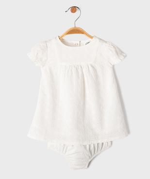 Ensemble robe de cérémonie brodée et culotte bloomer bébé fille vue1 - GEMO(BB COUCHE) - GEMO