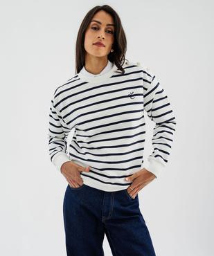 Sweat marin à épaule boutonnée femme - LuluCastagnette vue4 - LULU CASTAGNETTE GEMO FOR GOOD - GEMO