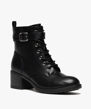 Bottines femme à talon carré et à lacets avec bride à boucle vue3 - VALENTINA BALDA - GEMO