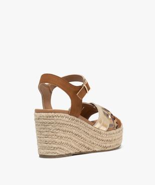 Sandales à talon compensé en corde et brides croisées femme vue5 - FOLLOW ME G4G - GEMO