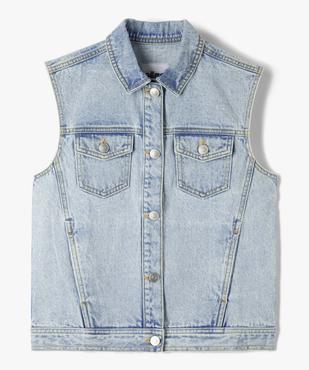 Veste en jean fille sans manches délavé vue2 - GEMO 4G FILLE - GEMO