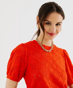 Tee-shirt à manches courtes en maille ajourée femme vue3 - GEMO 4G FEMME - GEMO
