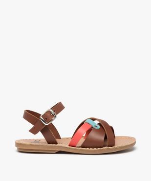 Sandales fille à brides en cuir coloré vue1 - GEMO (ENFANT) - GEMO
