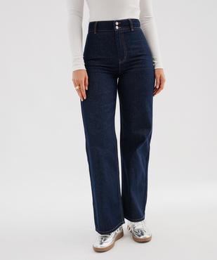 Jean straight taille haute sans poches en denim léger femme vue1 - GEMO 4G FEMME - GEMO