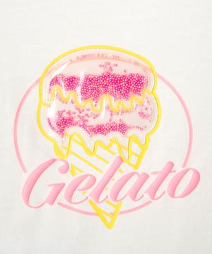 Tee-shirt manches courtes avec motif en relief fille vue2 - GEMO 4G FILLE - GEMO