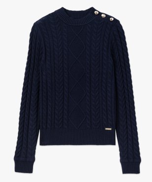 Pull en maille torsadée avec boutons fantaisie femme - LuluCastagnette vue4 - LULUCASTAGNETTE - GEMO