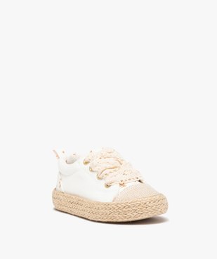 Baskets bébé fille dessus en toile et semelle en corde vue2 - GEMO 4G BEBE - GEMO