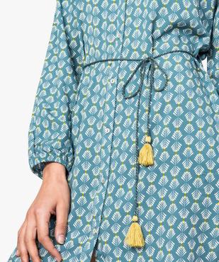 Chemise de nuit boutonnée à ceinture vue2 - GEMO(HOMWR FEM) - GEMO