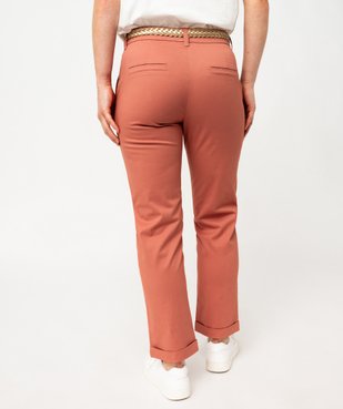 Pantalon chino extensible avec ceinture femme vue3 - GEMO 4G FEMME - GEMO