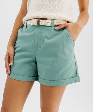 Short ample en coton stretch avec ceinture tressée femme vue2 - GEMO(FEMME PAP) - GEMO