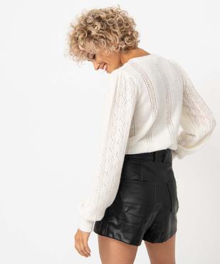 Pull femme en maille fantaisie avec dentelle vue3 - GEMO(FEMME PAP) - GEMO