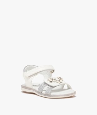 Sandales fille à scratch avec fleurs fantaisie et détails pailletés vue2 - GEMO (ENFANT) - GEMO