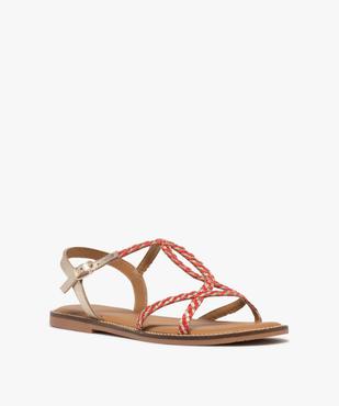 Sandales en cuir à brides tressées et talon plat femme vue2 - TANEO GEMO FOR GOOD - GEMO