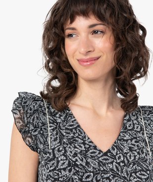Blouse femme imprimée avec volants sur les épaules vue2 - GEMO(FEMME PAP) - GEMO