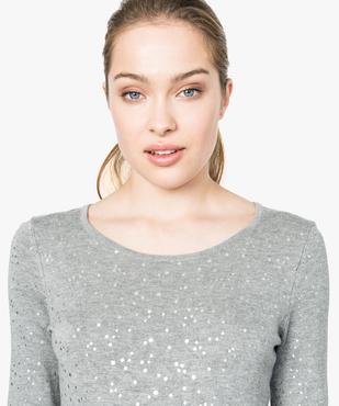 Pull femme en maille fine extensible à motifs brillants vue2 - GEMO(FEMME PAP) - GEMO