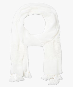 Foulard uni avec dentelle et pompons vue1 - GEMO (ACCESS) - GEMO