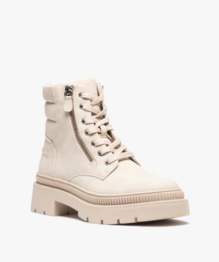 Boots femme unies avec intérieur fourré et à semelle crantée vue3 - GEMO (CASUAL) - GEMO