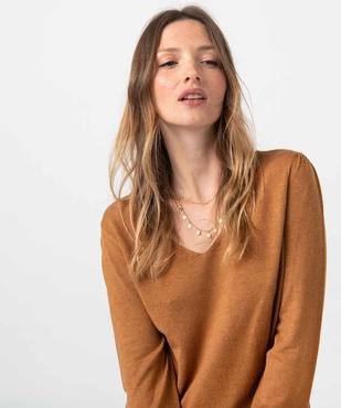 Pull femme en maille fine à col V vue5 - GEMO 4G FEMME - GEMO