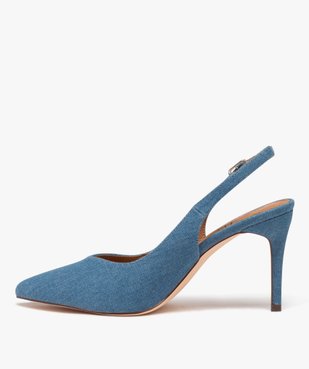Escarpins à talon aiguille et bout pointu en toile denim femme - Valentina Baldano vue4 - VALENTINA BALDA - GEMO